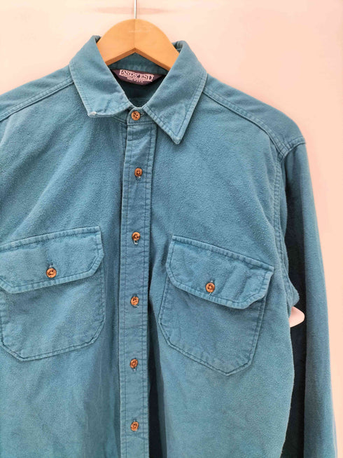 ランズエンド LANDS END 90S USA製 三角タグ 裾ラウンドカット シャモアクロス L/S シャツ メンズ import:M